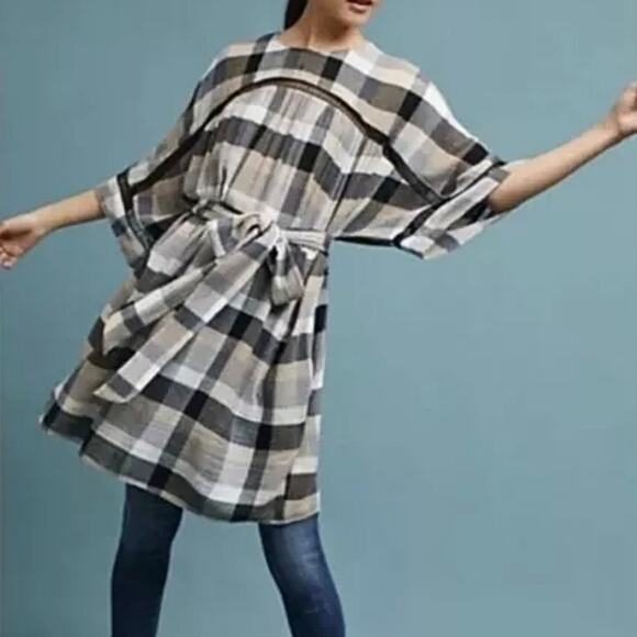 Anthropologie Dresses & Skirts - Maeve {Anthropologie} Dress Tunic plaid kimono size Medium